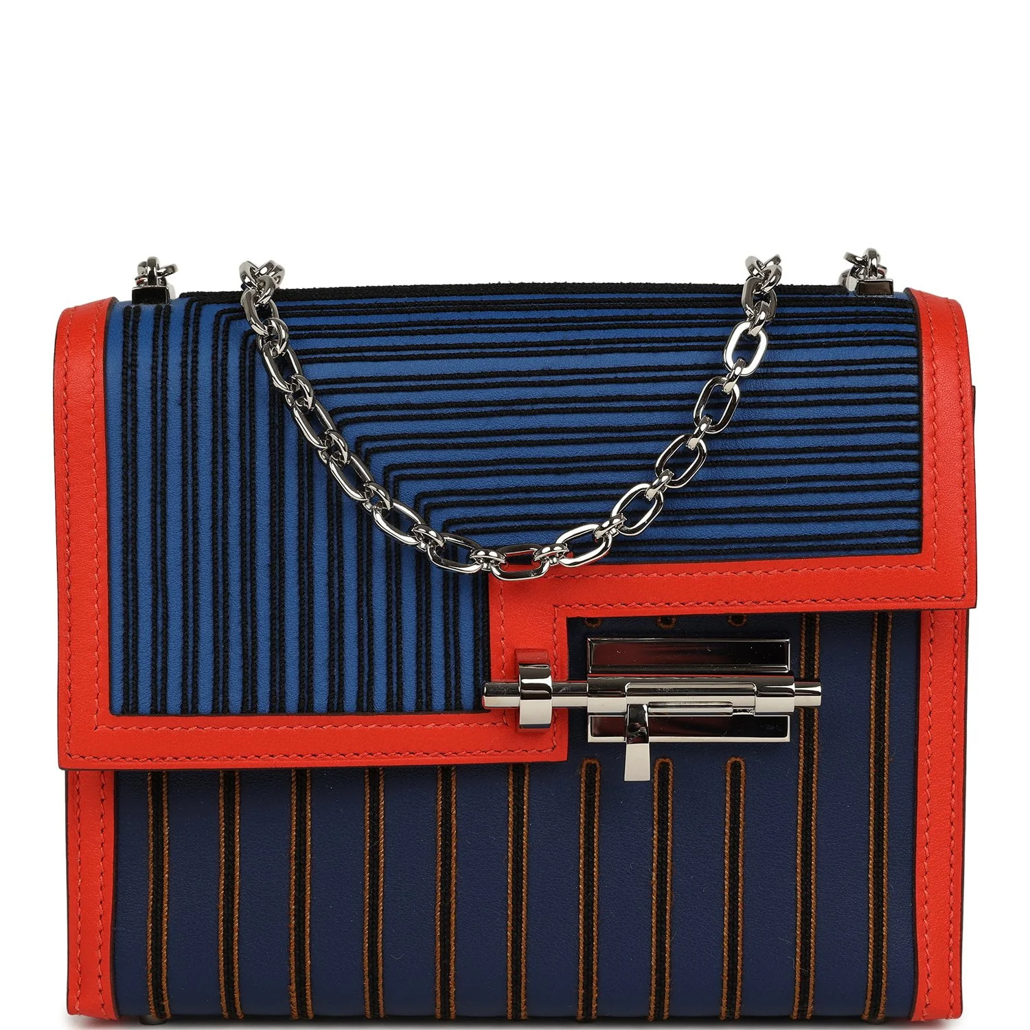 Hermes Mini Verrou 17 Capucine, Bleu Electric, Bleu Saphir Swift Palladium Hardware