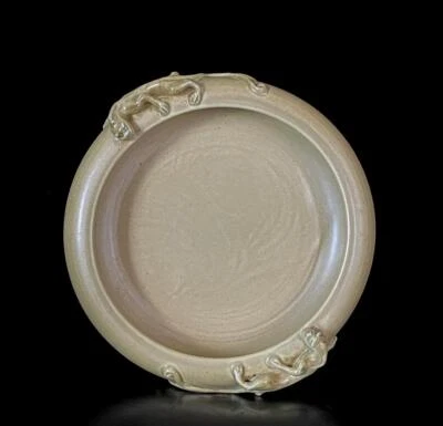 Qianlong Signed Old Chinese Jian Kiln Brush Washer w/dragon N796