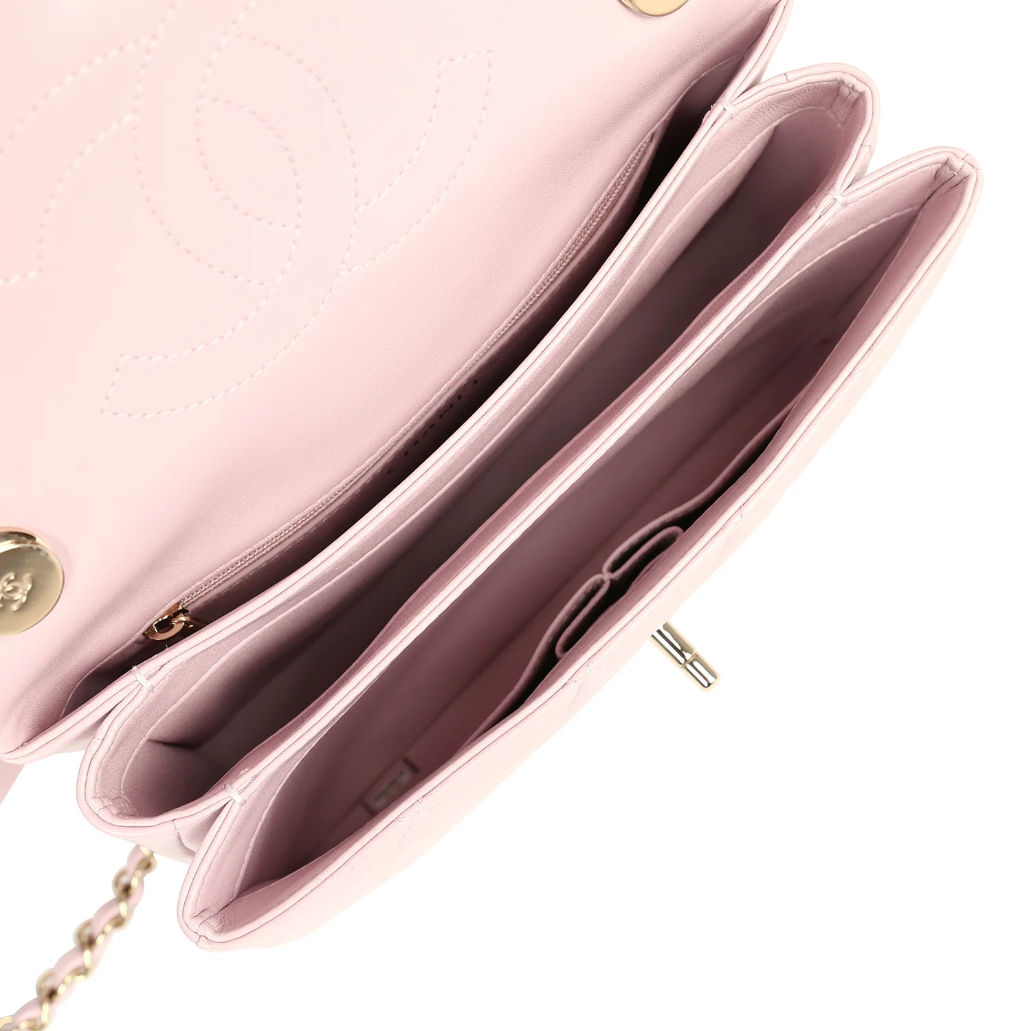 Chanel Medium Trendy CC Top Handle Flap Light Pink Lambskin Light Gold Hardware