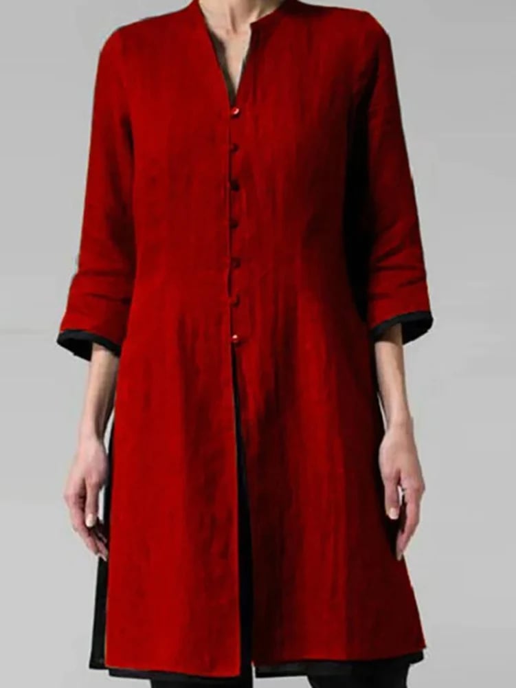 Irregular Cotton And Linen Shirt Cardigan