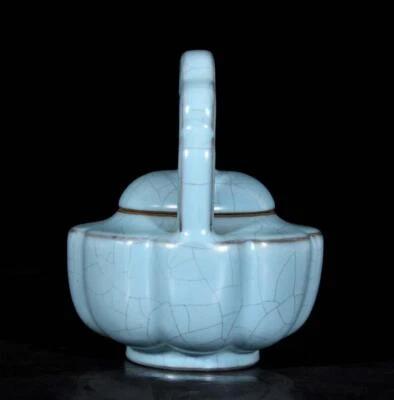 Chongning Signed Old Chinese Ru Yao Ru Kiln Teapot N3697