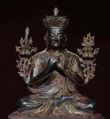24CM Old Chinese Bronze Statue w/ Buddha N2872