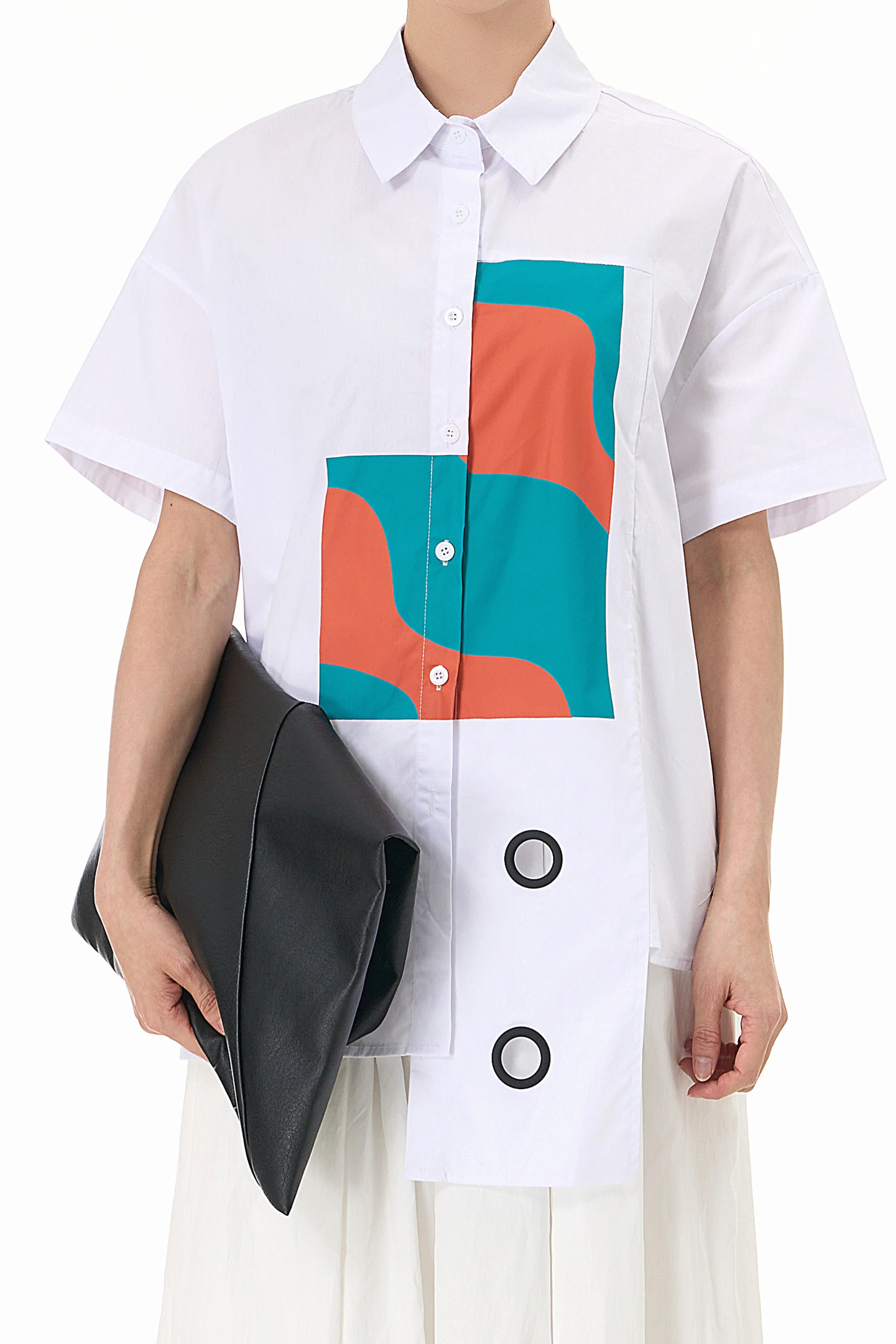 Abstract White Oversized Shirt