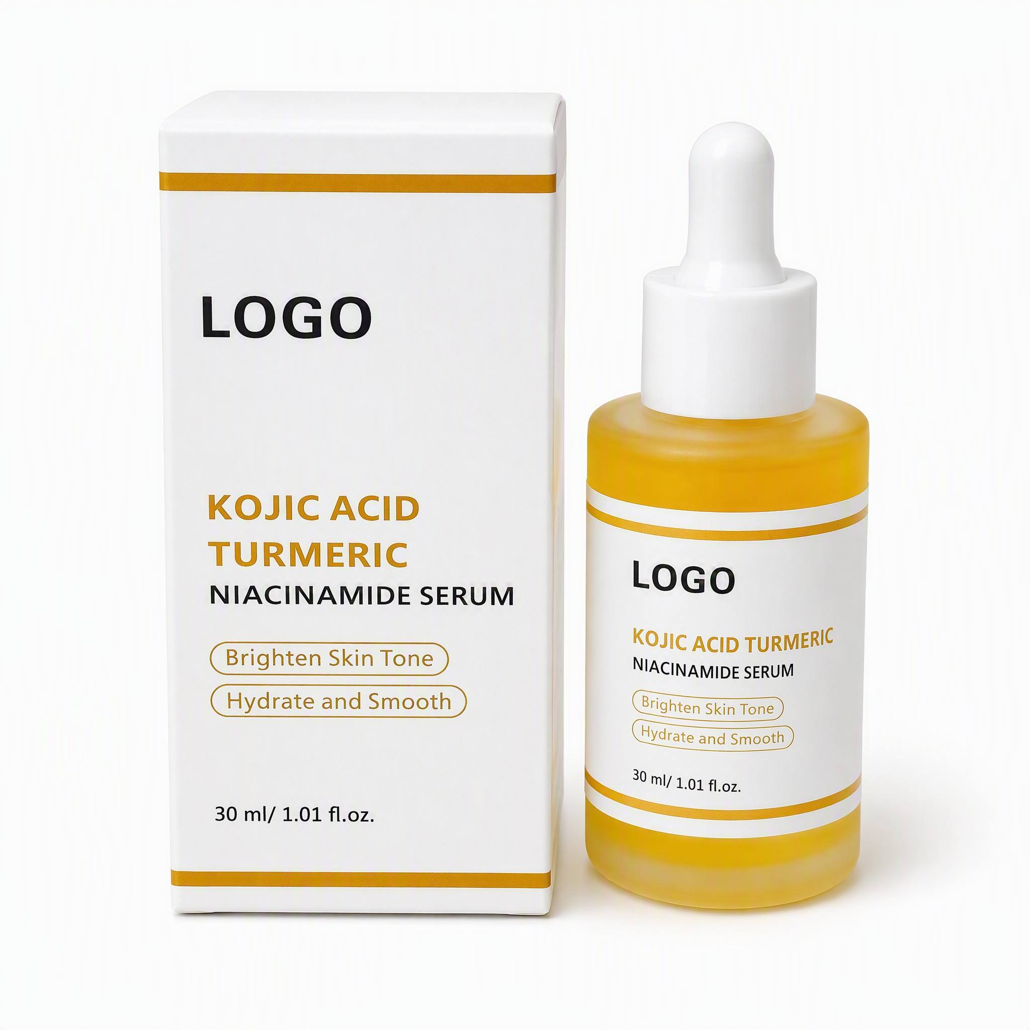OEM Kojic Acid Turmeric Niacinamide Face Serum 30ML Brightening Hydrating Custom Label Private Label Daily Skincare