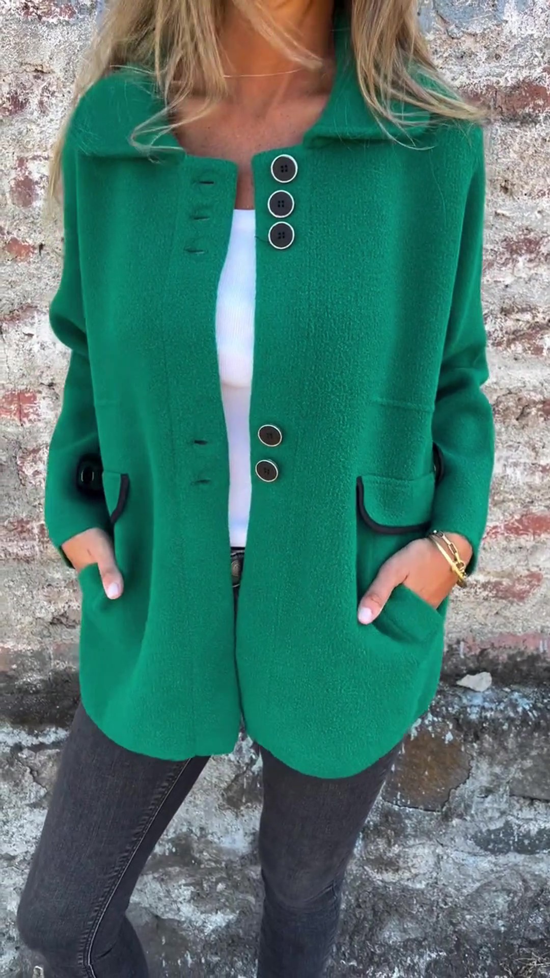 🌲 SALE🔥 Women's Casual Wool Lapel Button Coat