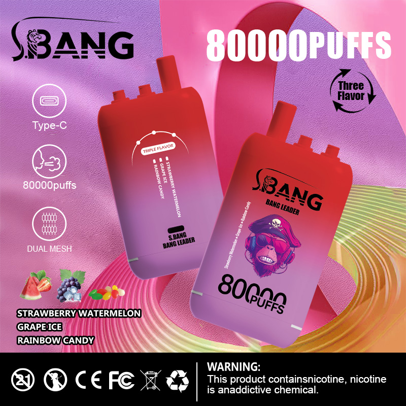 [Minimum order of two]Bang Leader 80K Puffs 3-in-1 Vape | 3 Adjustable Flavors,  Rechargeable
