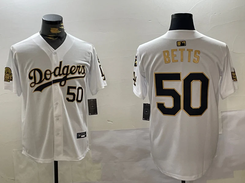 Men's Los Angeles Dodgers Mookie Betts White Game Player Jersey