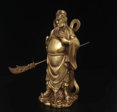 32CM Qianlong Signed Chinese Bronze Statue Guangong Buddha