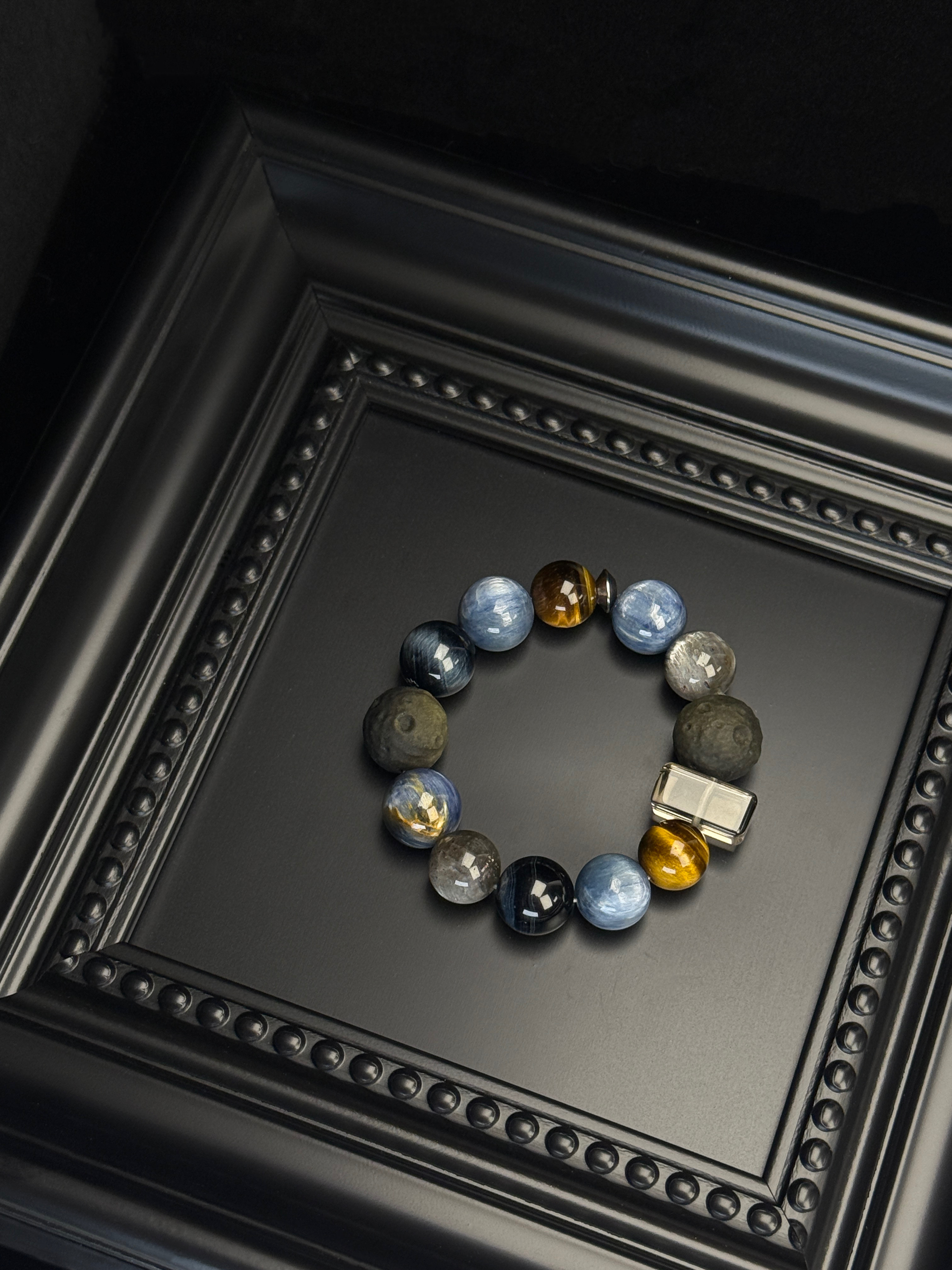 [Interstellar] Original Design: Natural Kyanite Crystal Bracelet — Cosmic Starscape 