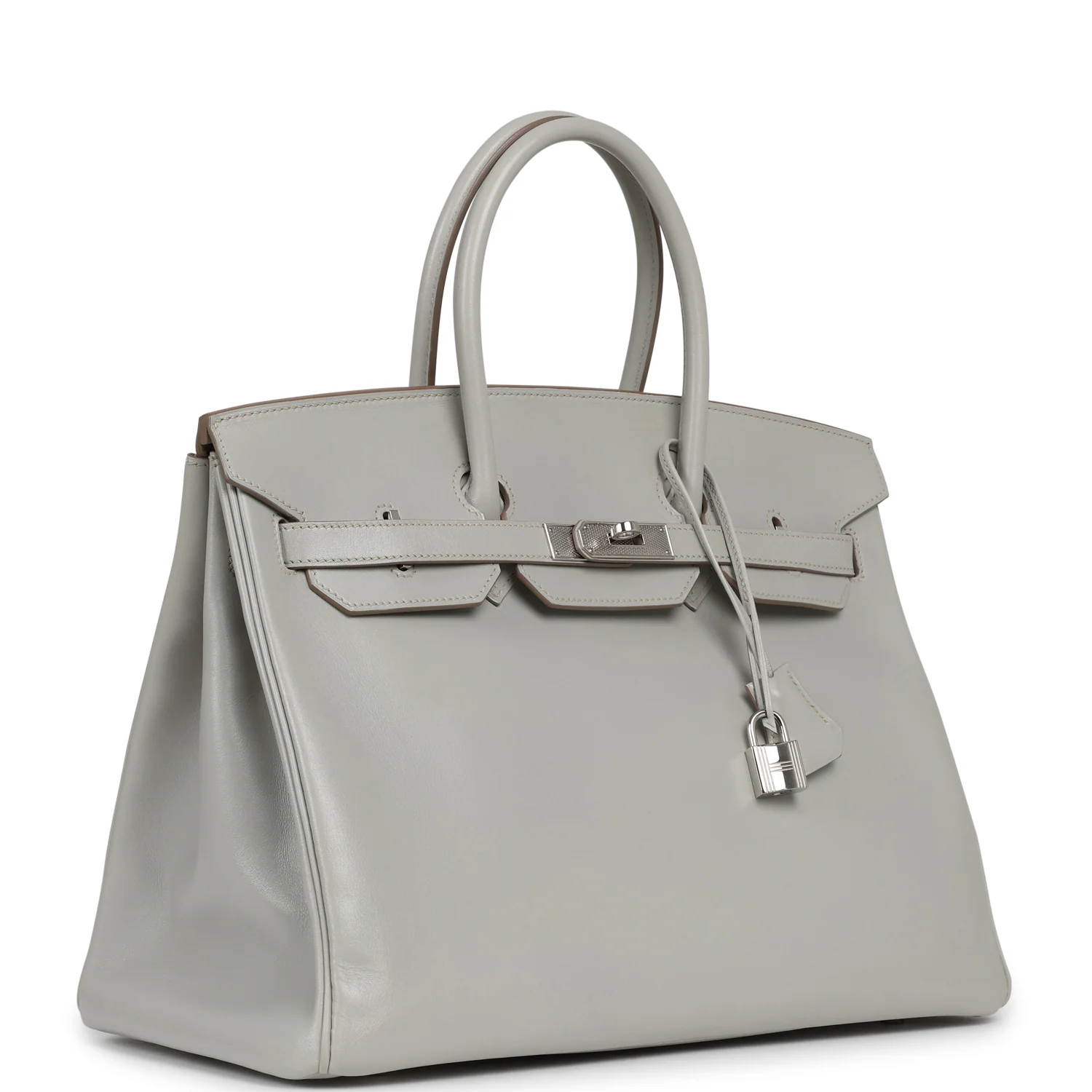 HERMÈS Birkin 35 Gris Perle Tadelakt Guilloche Palladium Hardware