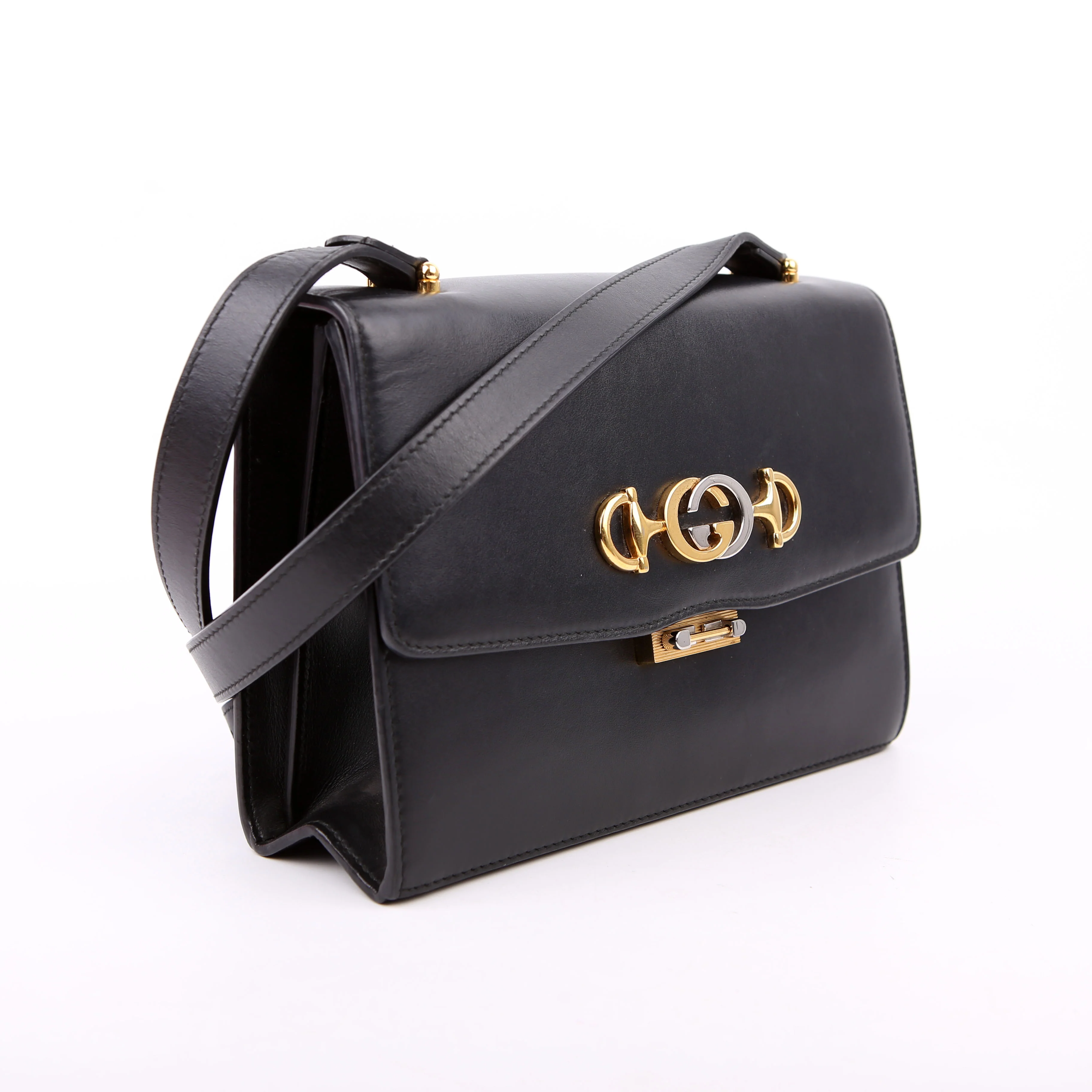 GUCCI 576388 Zumi Leather Small Shoulder Bag Black