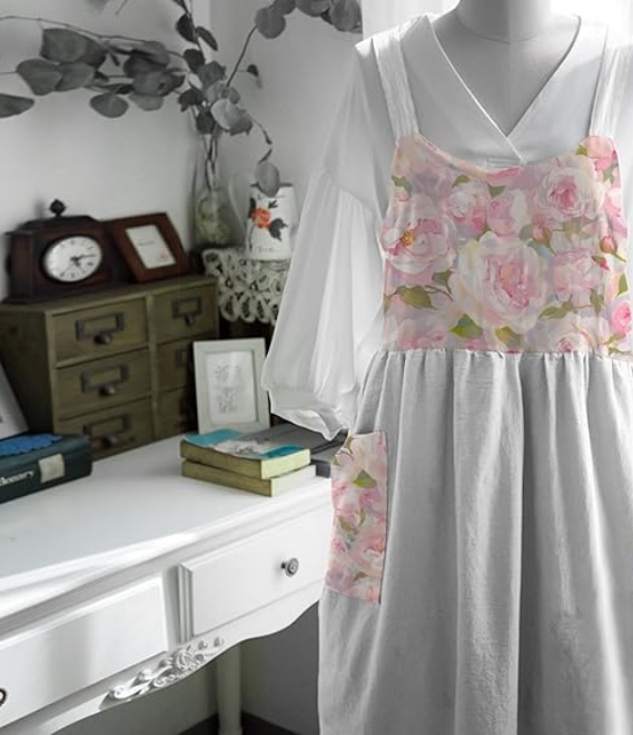 MORWEN Cotton Linen Apron Cross Back Work Apron for Women with Pockets