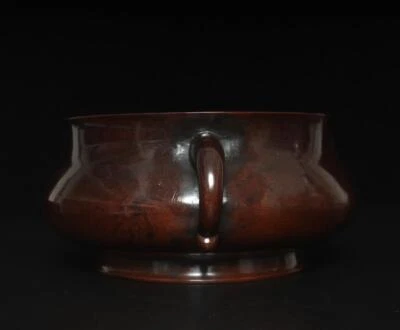 Hu Wenming Signed Old Chinese Red Copper Handmade Incense Burner w/ear