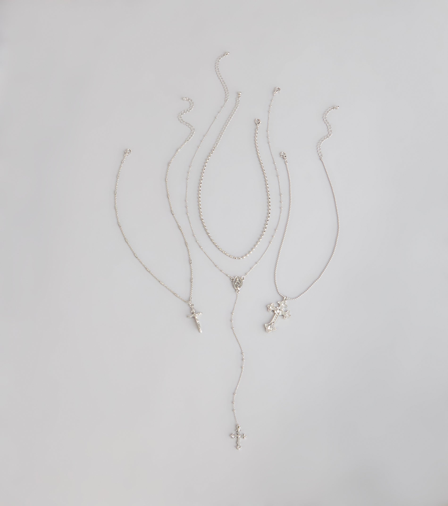 Keep It Layered Cross Charm Necklace Set