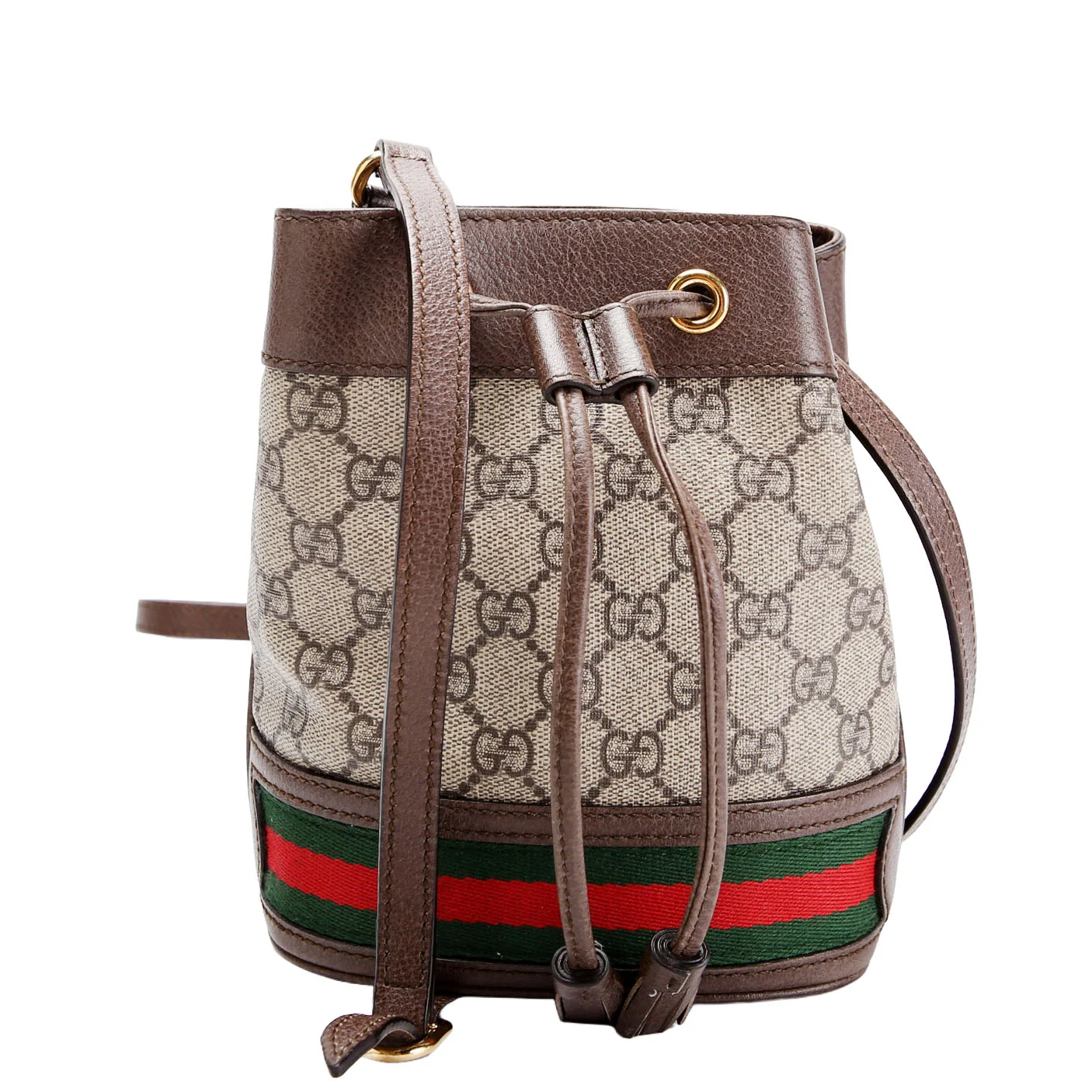 GUCCI 550620 GG Canvas Ophidia Mini Bucket Brown