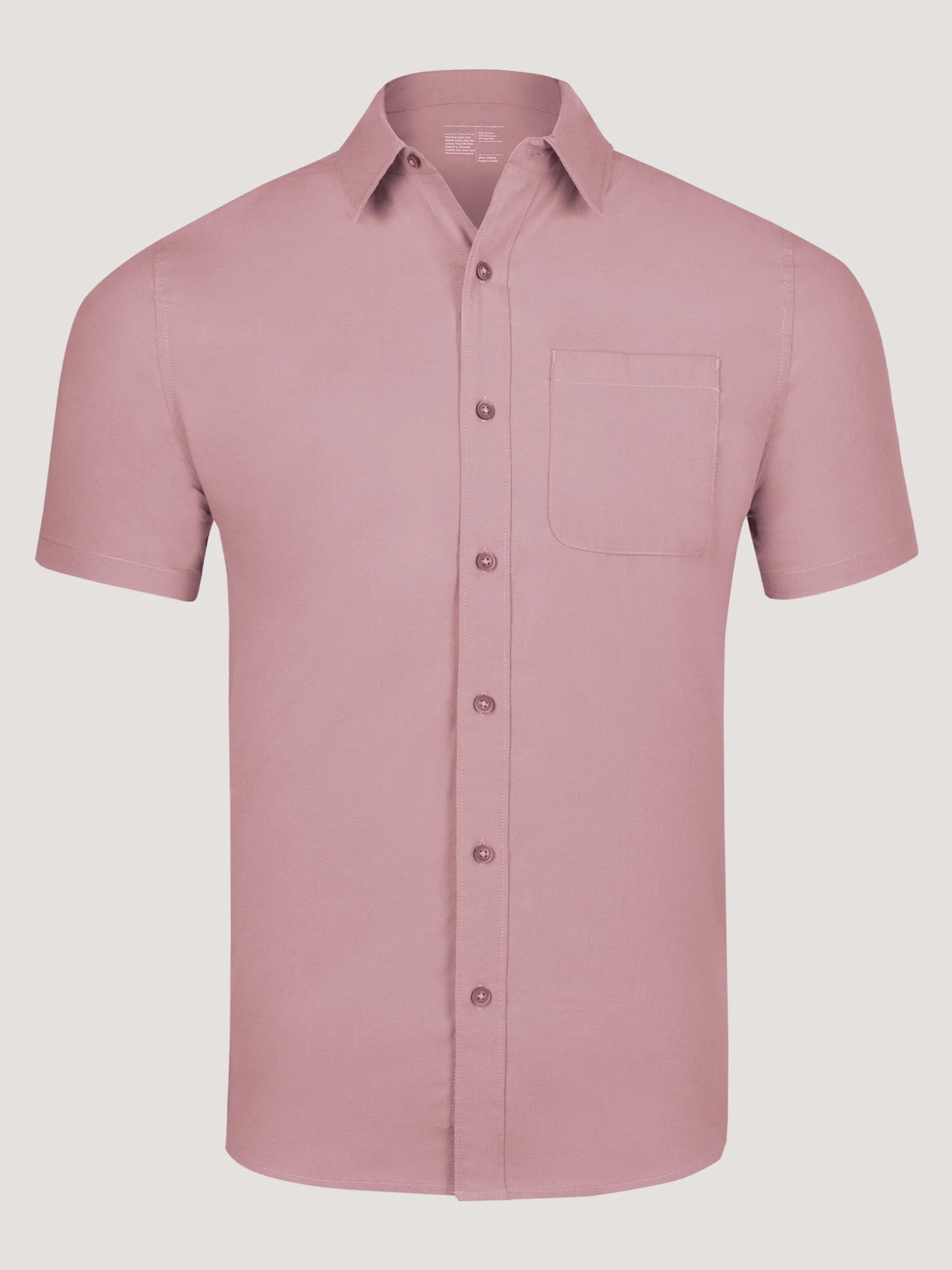 Chalk Pink Short Sleeve Stretch Button Up