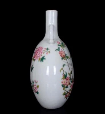 30CM Old Chinese Famille Rose Vase W/bird Yongzheng MK N135