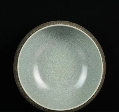 29CM Signed Old Chinese Ru Kiln Brush Washer w/lady N814