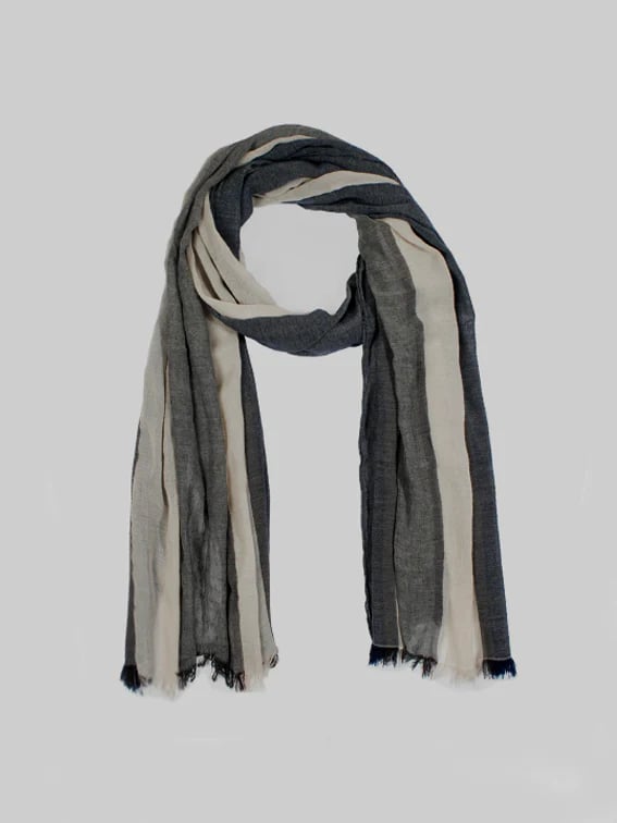 Cotton-Linen Contrast Color Scarf/Shawl