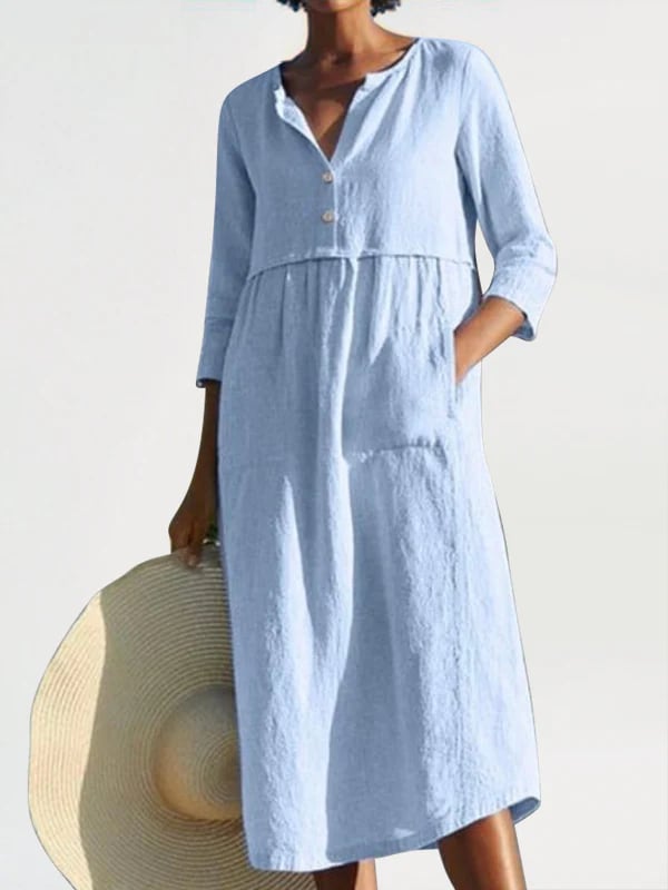 Solid Tunic V-Neckline Shift Dress