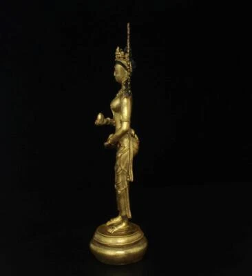 34CM Old Rare Chinese Bronze Gilding Statue Buddha