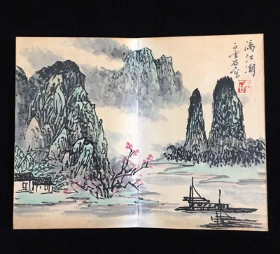 Bai Xueshi Signed Chinese Hand Painted Calligraphy Scroll w/landscape N4193