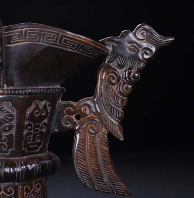 Yongzheng Signed Old Chinese Cow Statue Cup w/dragon N4204