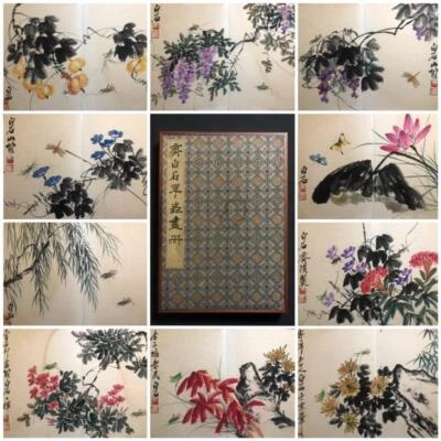 Qi Baishi Signed Chinese Hand Painted Calligraphy Scroll w/flower N2689