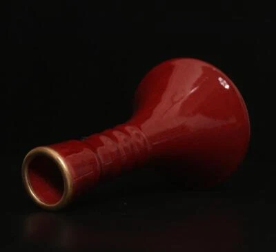 23CM Old Chinese Red Glaze Yaobian Glaze Vase
