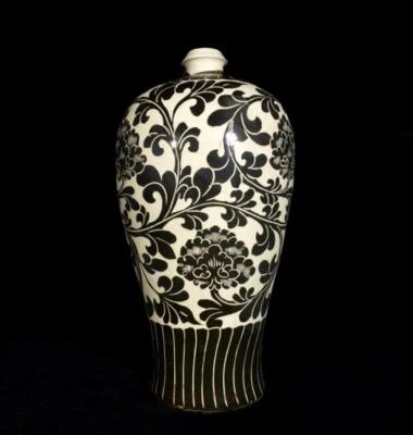 44CM Old Chinese Cizhou Kiln Vase w/flower N2999