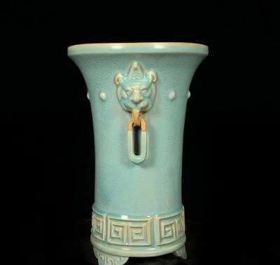 Old Chinese Ru Yao Ru Kiln Vase Zun w/ear CK561