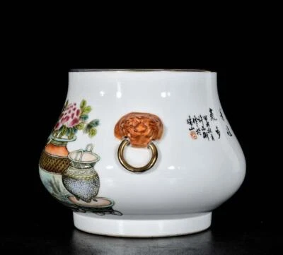 Xu Pinheng Signed Old Chinese Famille Rose Pot Jar W/flower N3354