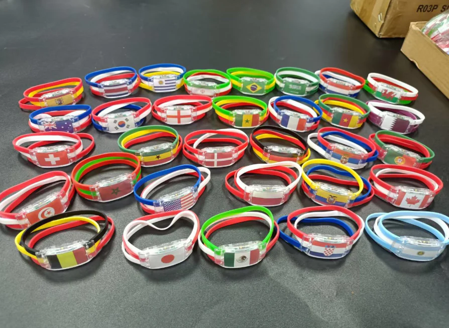 2026 World Cup fan support silicone luminous wristband LED flag bracelet
