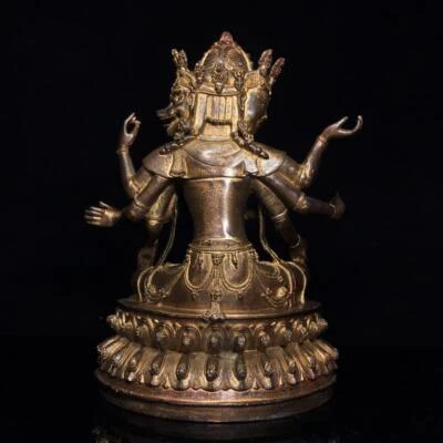 28CM Old Chinese Bronze Statue Buddha Q746
