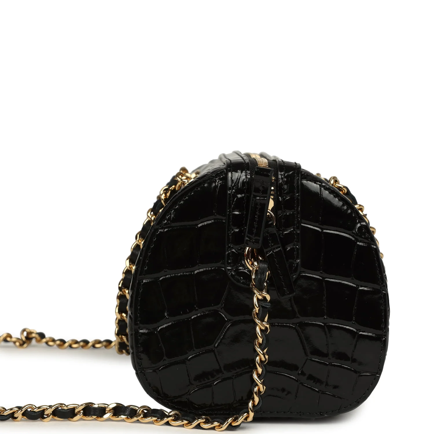 Chanel Mini Timeless Classic Barrel Bag with Chain Black Croc Embossed Calfskin Gold Hardware