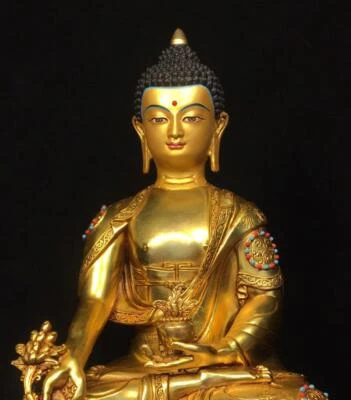 32CM Old Chinese Bronze Gilding Statue Buddha CK124