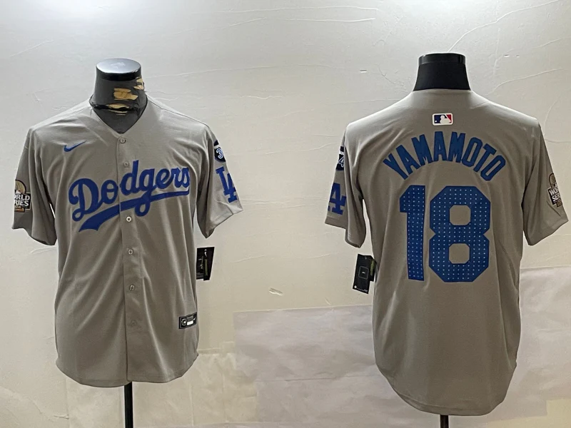 Men's Los Angeles Dodgers Yoshinobu Yamamoto #18 Gray Game Player Jersey