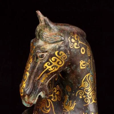49CM Old Chinese Bronze Gilding Statue w/horse N1734