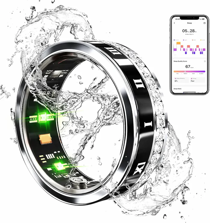 Smart Ring, Sleep Tracker, Activity & Fitness Tracker, Blood Pressure& Oxygen Tracker- SK10