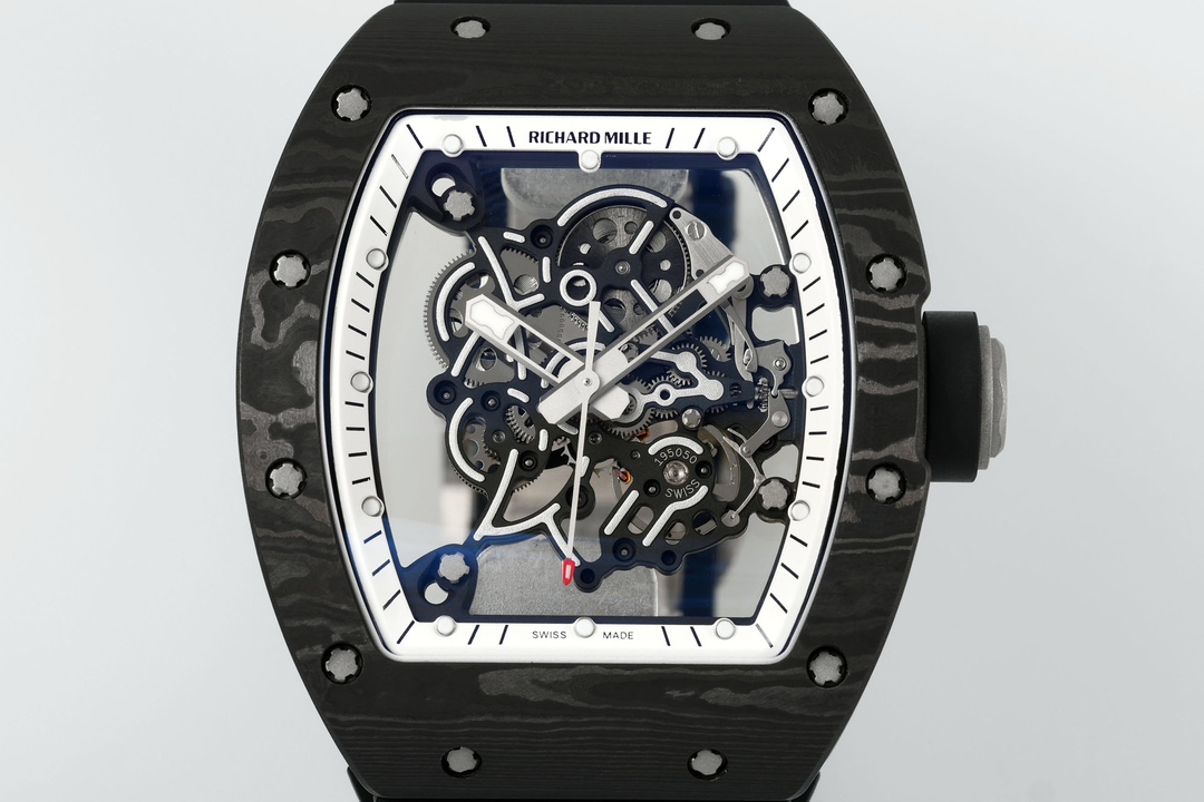 【7A Quality】Richard Miller RM 055 RMUL2 NTPT Carbon Fiber Black & White