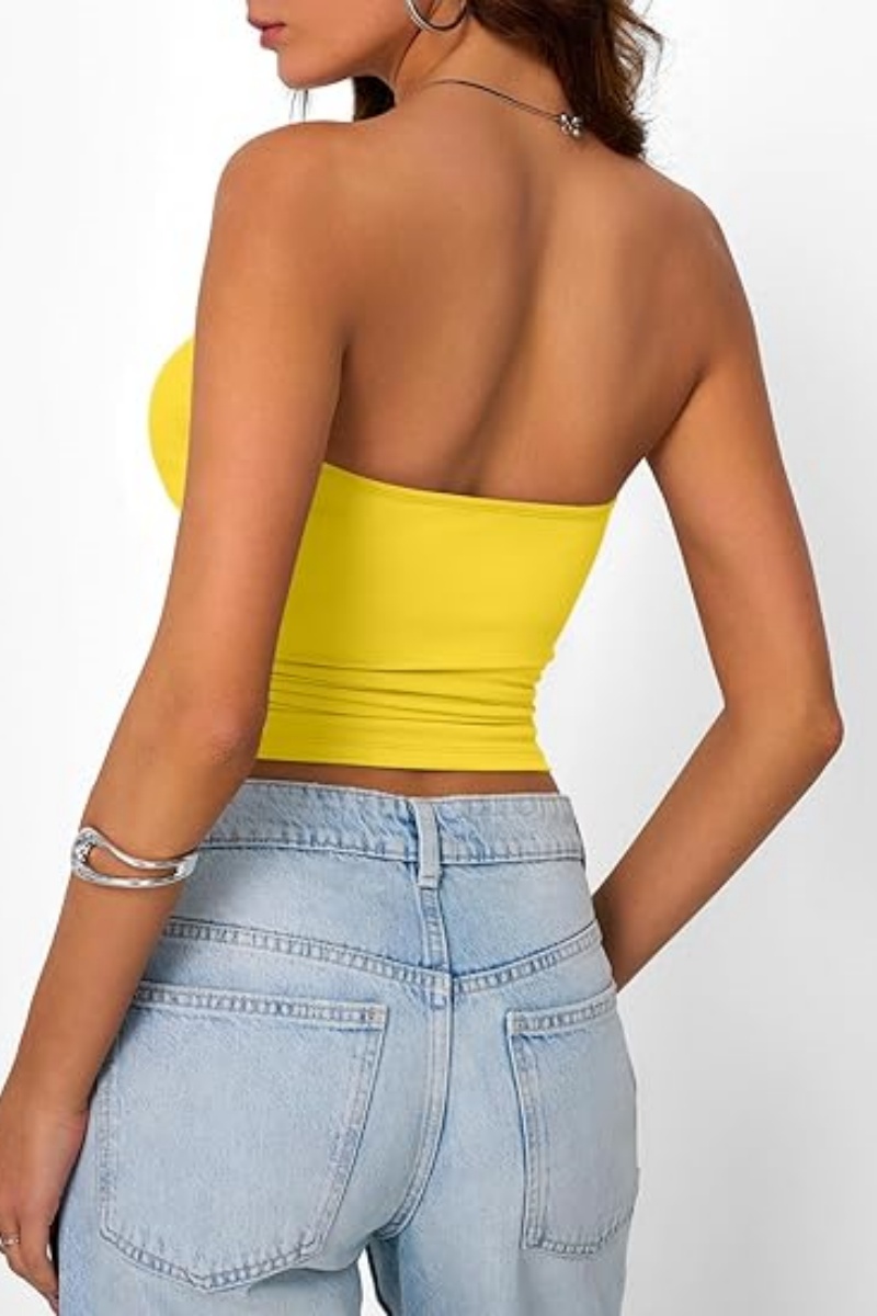 ELOWENA Women's Strapless Bandeau Crop Top