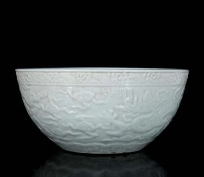 Yongle Signed Old Chinese Celeste Glaze Bowl W/dragon N3271
