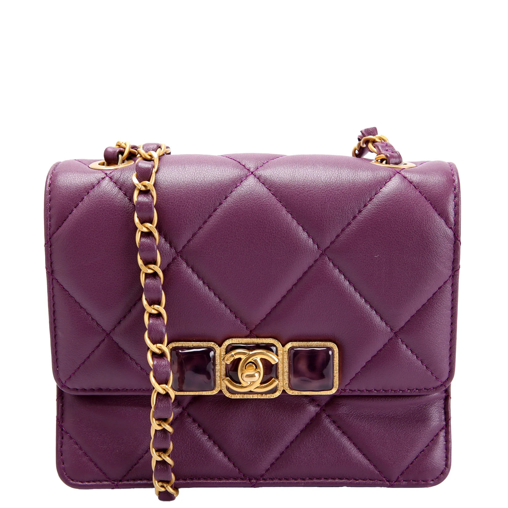 CHANEL Paris-LE19 Lock My Treasure Flap RFID Purple/Gold