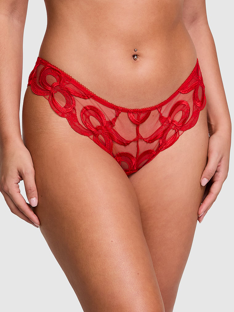 Dream Angels Tied-with-a-Bow Embroidery Brazilian Panty