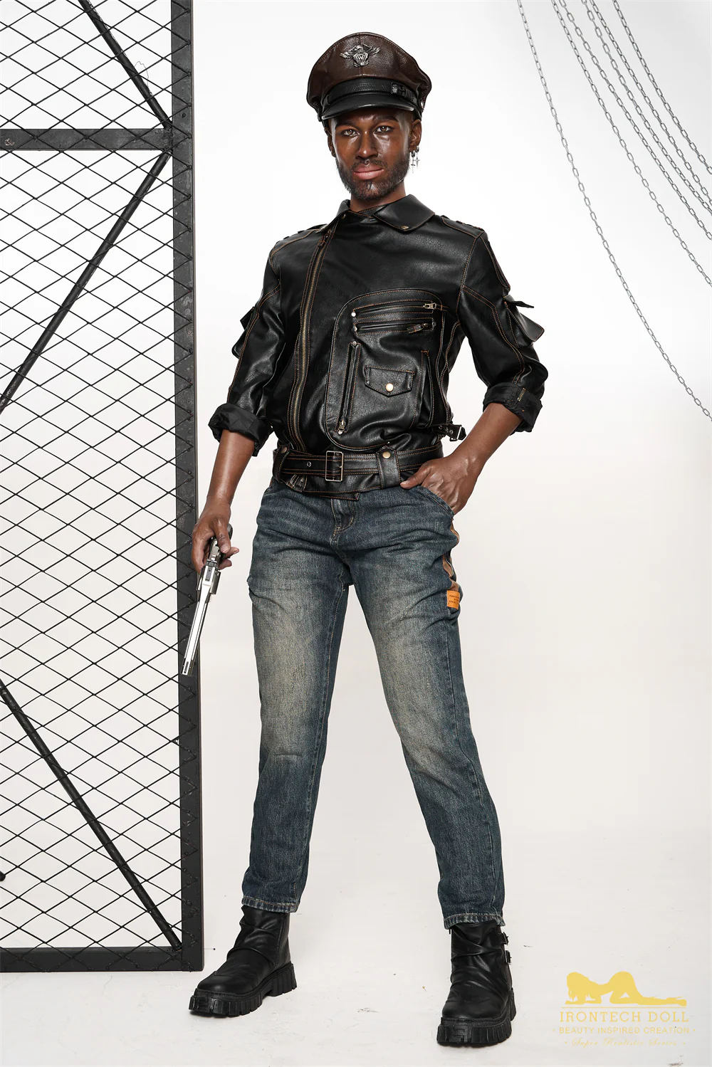 Irontechdoll Bill 5ft77 / 176cm M7 Head Full Silicone Black Realistic Male Sex Doll For Sale