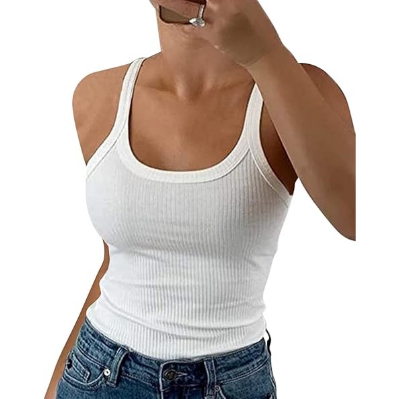 Women Ribbed Spaghetti Strap Camisole Tank Tops