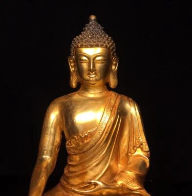 23CM Old Chinese Bronze Gilding Statue Buddha CK329