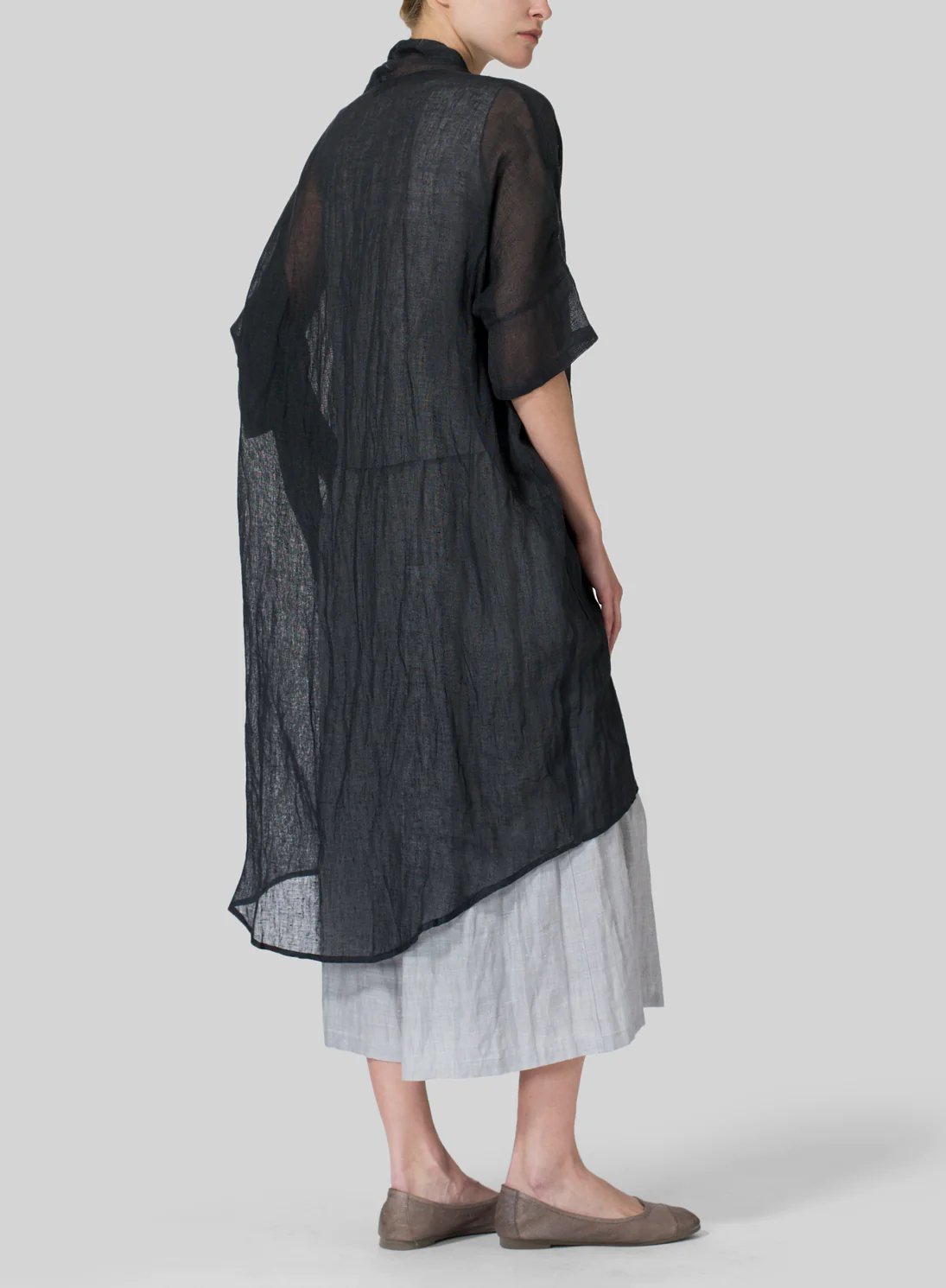 Classic All-Match Pleated Cardigan In Cotton And Linen