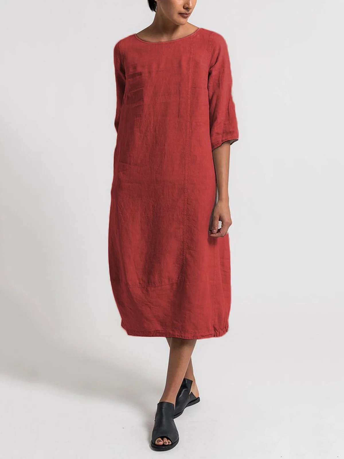Crew Neck Women Plus Size Dresses Daytime Solid Dresses