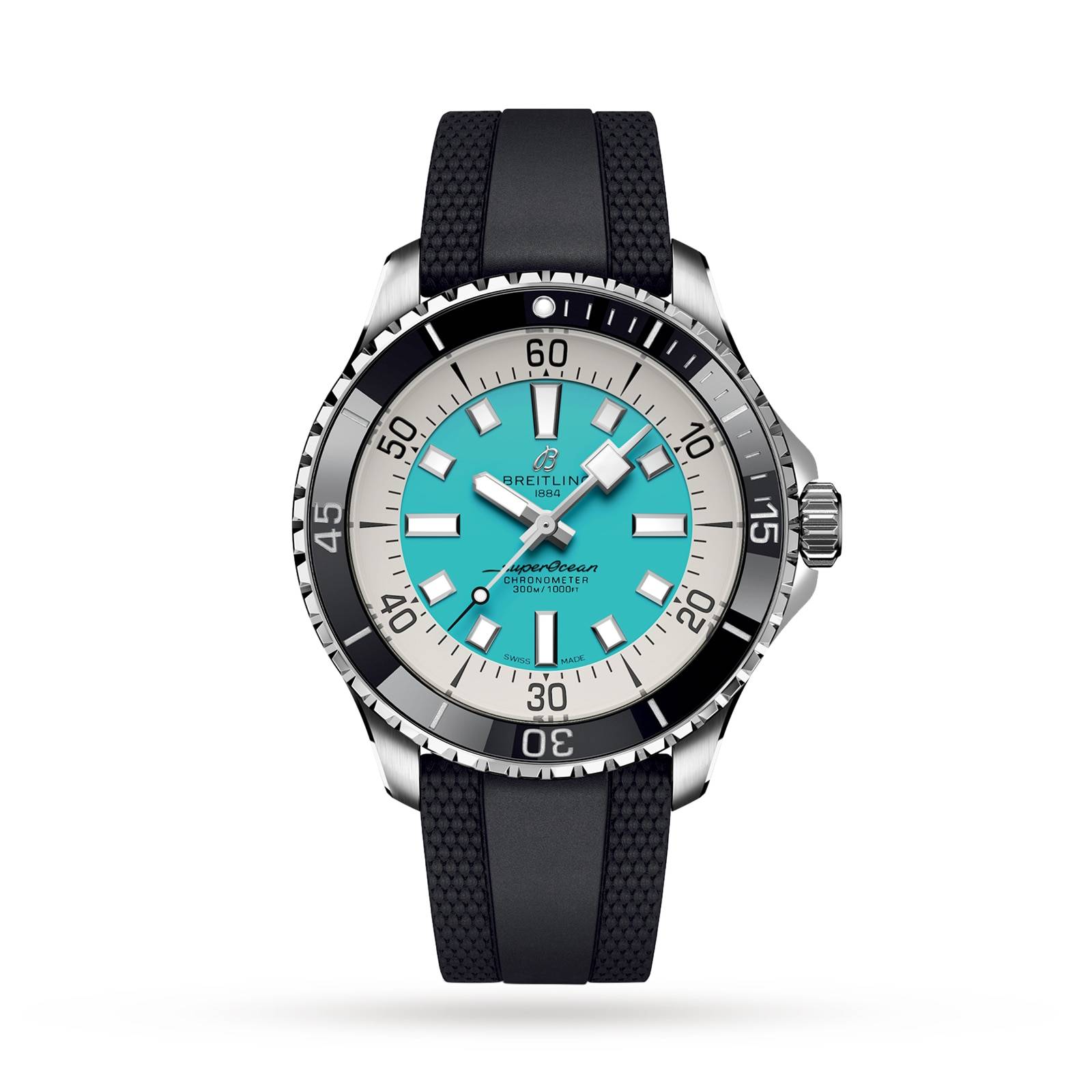 Breitling Superocean 44mm Mens Watch Turquoise Rubber-P17532119